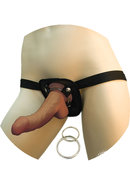 All American Whoppers Vibrating Dildo With Universal Harness Latin 6.5in Black/caramel