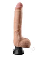 Real Feel Deluxe No. 7 Wallbanger Vibrating Dildo With Balls 9in - Vanilla