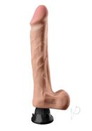 Real Feel Deluxe No. 12 Wallbanger Vibrating Dildo With Balls Waterproof 12in - Vanilla