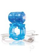 Charged Bigo Rechargeable Waterproof Vibrating Cock Ring - Blue