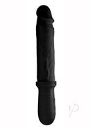 Master Series 8x Auto Pounder Rechargeable Silicone Vibrating And Thrusting Dildo With Handle 10in - Black